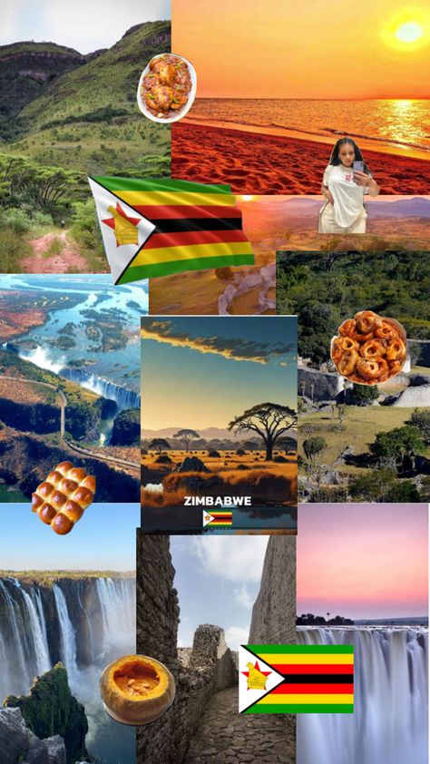 #collage #aesthetic #Zimbabwe #culture #country #viralpost #ZimbabweanFood #VictoriaFalls Zimbabwe Aesthetic, Zimbabwe Culture, Zimbabwe Africa, Top Places To Travel, Travel Inspiration Destinations, Victoria Falls, Dream Travel Destinations, Dream Holiday, Travel Images