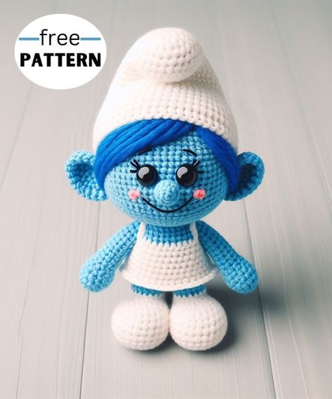 Crochet Smurf, Disney Crochet Pattern, Disney Crochet, Bear Patterns Free, Crochet Toys Free Patterns, Bear Patterns, Crochet Toys Free, Cute And Cuddly, Shell Crafts Diy