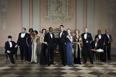 Cast of Dancing on the Edge 1930s London, Angel Coulby, Anthony Head, Chiwetel Ejiofor, Dancing On The Edge, Jacqueline Bisset, John Goodman, Matthew Goode, Period Dress