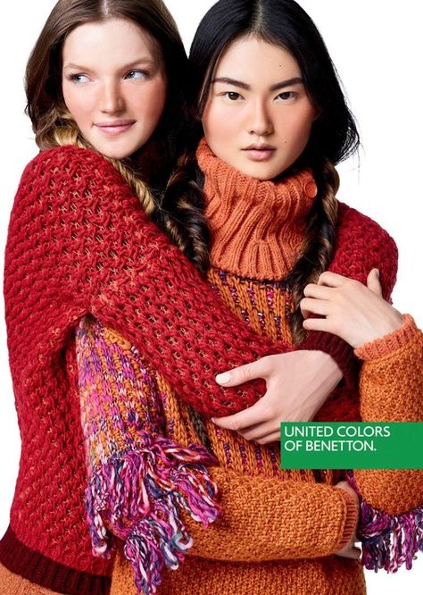 ASIAN MODELS BLOG: AD CAMPAIGN: Cong He for United Colors of Benetton, Holiday 2016 Benetton Campaign, Fashion Media, United Colors Of Benetton, Ad Campaign, Knitting Designs, Editorial Photography, Photo Poses, World Of Fashion, Knitted Scarf