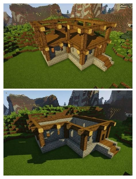 Minecraft Blueprints Floor Plans, Survival Minecraft Houses, House Ideas Minecraft, House In Minecraft, Rumah Minecraft Sederhana, Minecraft Structures, Minecraft Interior Design, Bangunan Minecraft, Minecraft House Plans