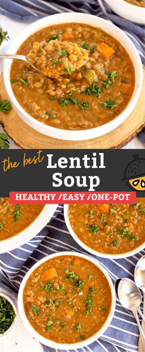 Antiinflammatory Soup Instant Pot, Lentil Soup Crockpot, Lentil Soup Recipe Healthy, Crock Pot Healthy, Best Lentil Soup, Nutritious Soup, Green Lentil Soup, Soup Swap, Best Lentil Soup Recipe