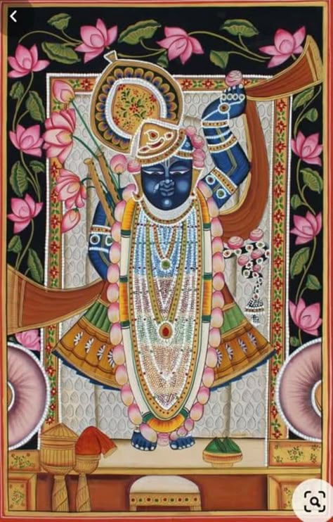 Srinathji Painting, Poster Colour Art, Tulsi Mata, Shreenathji Painting, Worli Painting, Shree Nathji, Pichwai Art, Modern Indian Art, Wall Art Tutorial