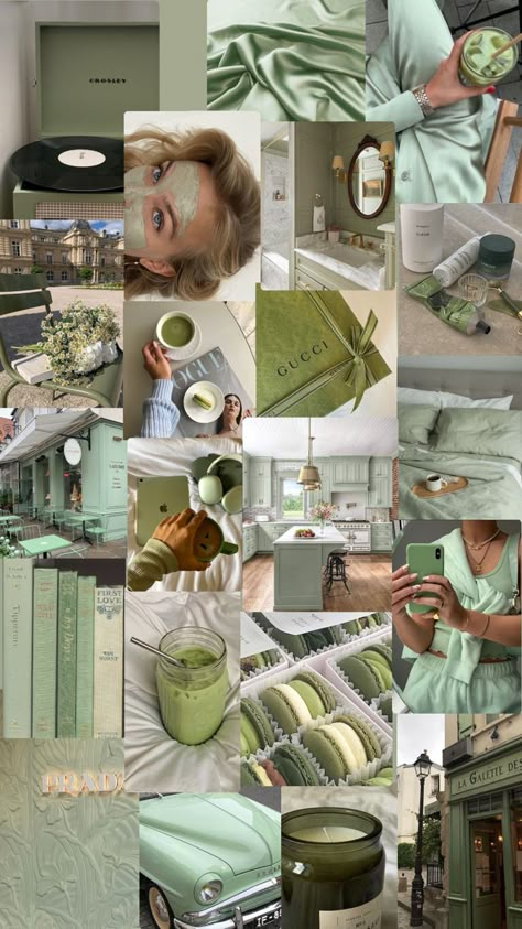 Sage Collage Aesthetic, Moodboard Olive Green, Clean Girl Green Aesthetic, Green Clean Girl Aesthetic, Green Girly Aesthetic, Rich Green Aesthetic, Green Colour Aesthetic, Sage Green Moodboard, Rich Moodboard