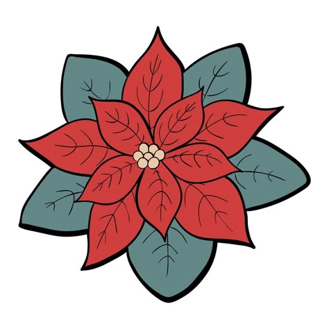 Poinsettia Illustration, Flower Doodle, Background Winter, Cute Vector, Vector Christmas, Ornament Ideas, Winter Flowers, Flower Doodles, Teacher Ideas