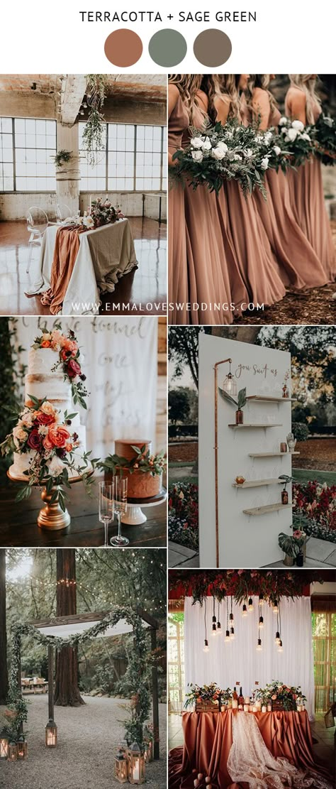 Terracotta And Sage Green Wedding, Terra Cotta Wedding, Sage Green Wedding Colors, Back Garden Wedding, Rusting Wedding, Terracotta And Green, Wedding Color Scheme, Wedding Color Palettes, Wedding Color Ideas