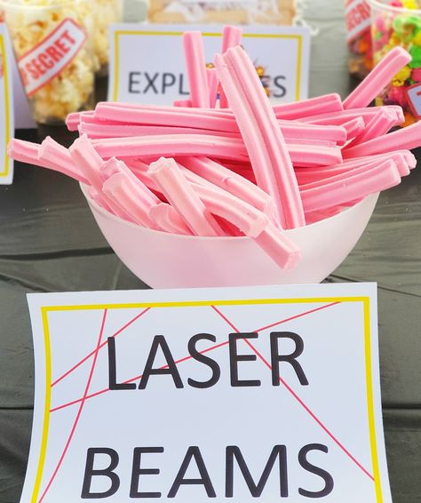 Fbi Theme Party, Escape Room Party Food Ideas, Fbi Party Ideas, Escape Room Party Food, Spy Party Food, Spy Snacks, Mystery Party Food, Spy Kids Party, Secret Agent Birthday Party