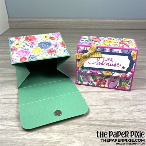 Large Tapered Treat Box - The Paper Pixie Stampin Up 3d Projects, The Paper Pixie, Paper Pixie, Gift Card Boxes, Gift Box Design, Treat Holders, Tea Bag Holder, Card Folds, Card Boxes