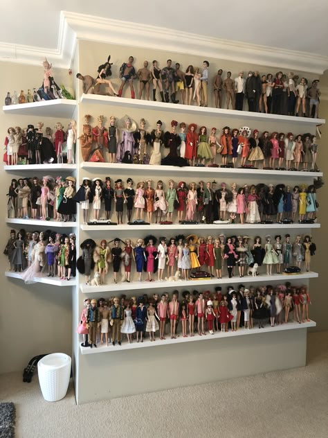 Barbie Doll Display, Doll Collection Display, Doll Collection Room, Doll Collection, Barbie Storage, Barbie Organization, Toy Collection Room, Diy Gifts To Sell, Barbie Gifts