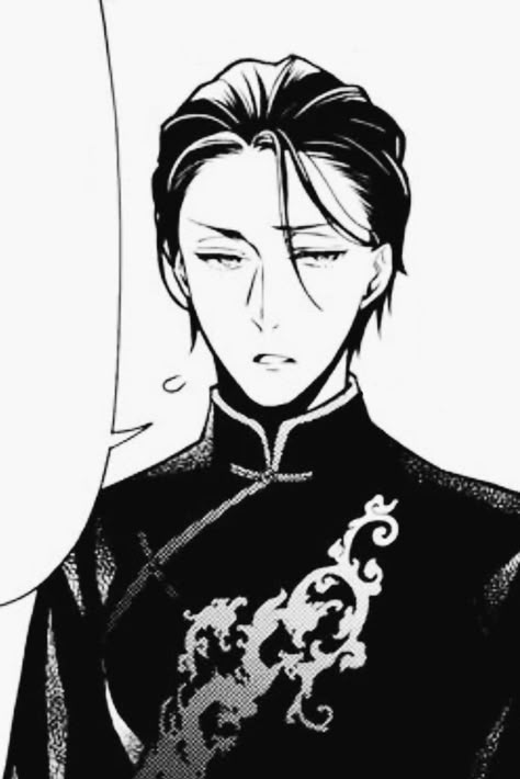 Anime Hair Slicked Back, Sebastian Michaelis Chinese Outfit, Slicked Back Hair Reference Drawing, Slick Back Hair Reference, Slick Back Hairstyles Drawing, Slick Back Hair Drawing Reference, Slick Back Hair Anime, How To Draw Slicked Back Hair, Anime Slicked Back Hair