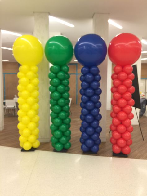 Can be made all one color. Colorful Balloon Columns, Primary Colors Balloon Garland, Primary Color Balloon Garland, 4 Color Balloon Column, Organic Column Balloon, Latex Top, Love Balloon, Balloon Columns, Balloon Decorations Party