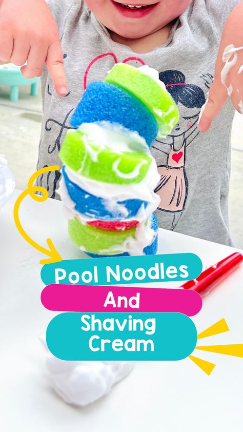 Preschool Pool Noodle Activities, Pool Noodle Building, Hot Weather Activities Preschool, Pool Noodle Activities For Toddlers, Shaving Cream Activities Preschool, Dayhome Activities, Pool Noodle Activities, Kindy Activities, Joey Scouts