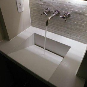 Concrete Ramp Sink custom made by Concrete Pete. Custom Bathroom Sink, Concrete Ramp, Ramp Sink, Bathroom Ideas Beige, Concrete Outdoor Kitchen, Luxury Bathroom Sinks, Bathroom Sink Design, Bathroom Sink Tops, Small Bathroom With Shower