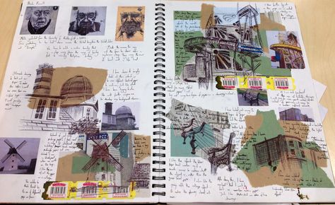 Year 12 sketchbook Year 12 Art Folio, Urban Environment Art Gcse, Landscape Gcse Art, Art Folio Year 12, Art Portfolio University, University Presentation, A4 Sketchbook, Presentation Architecture, Sketchbook Design