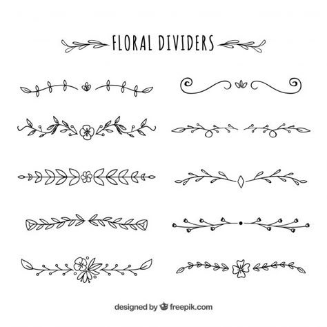 Dividers collection with floral ornament... | Free Vector #Freepik #freevector #floral #flowers #ornaments #text Floral Fonts, Floral Dividers, Flower Text, Flowers Ornaments, Text Dividers, Bullet Journal Banner, Floral Ornaments, Doodle Art Journals, Floral Border Design