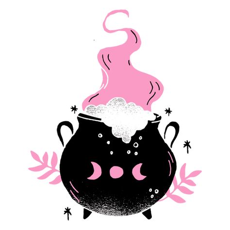 Kawaii Cauldron, Pink Witch Aesthetic Wallpaper, Witch Cauldron Drawing, Pastel Witch Aesthetic, Cauldron Art, Witches Costume, Witch Season, Kawaii Witch, Witch Drawing