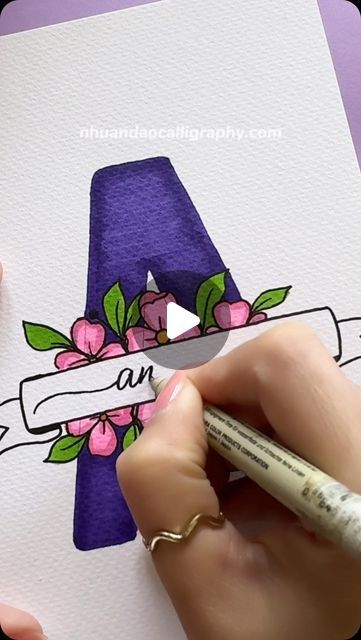 Fancy Name Writing, Handwriting Cards Ideas, Drawing From Letters, How To Write Activity In Calligraphy, Names Art Ideas, Letter A In Calligraphy, Cute Sketches For Beginners, Watercolor And Calligraphy Ideas, Cute Lettering Ideas