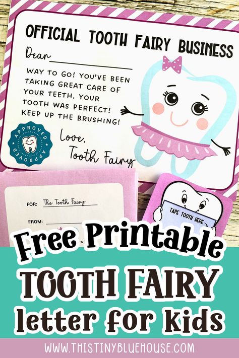 This free printable Tooth Fairy letter comes with a Tooth Fairy Certificate and tooth fairy envelope. This is one of our favorite tooth fairy ideas for kids of all ages.

It's a free printable Tooth Fairy Idea for children who've lost their first tooth or for older kids who have already lost a few.

Head on over to our website to download your free printable tooth fairy letter today. Notes From Tooth Fairy, Tooth Fairy Note Printable Free, Letter From Tooth Fairy First Tooth, Tooth Fairy Certificate Free Printable, First Tooth Fairy Ideas, Tooth Fairy Ideas Free Printable, Tooth Fairy Letter Printable Free, Tooth Fairy Envelope, Letter Free Printable