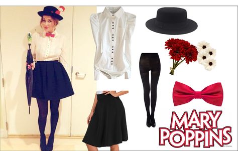 Easy Halloween Costume Idea [Mary Poppins] Disney Bounding Mary Poppins, Diy Mary Poppins Costume, Mary Poppins Halloween, Mary Poppins Dress, Mary Costume, Costume Ideas For Halloween, Mary Poppins Costume, Easy Halloween Costume, White Fur Coat