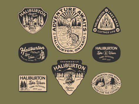 Free Vintage Fonts, Lake Wear, Camp Logo, Mexican Kitchen, Seal Design, Vintage Camping, Badge Logo, Badge Design, Vintage Fonts