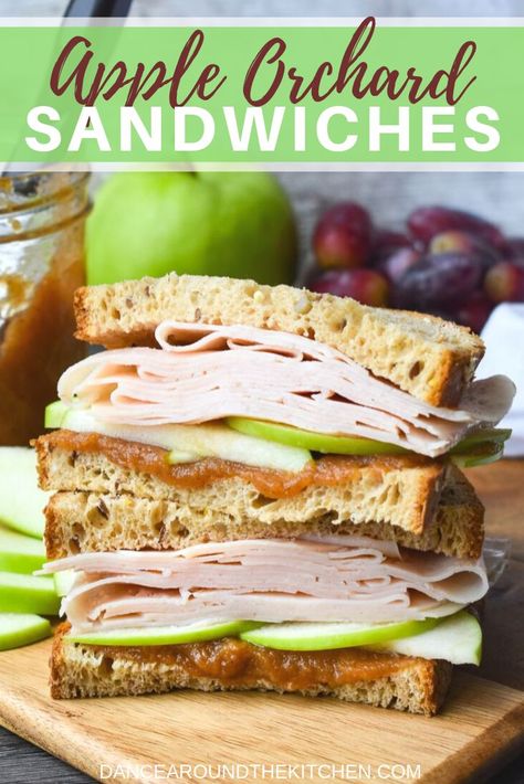 Turkey Apple Sandwich, Apple Sandwich Recipes, Fall Sandwiches, Apple Turkey, Apple Sandwich, Tea Sandwiches Recipes, Homemade Apple Butter, Deli Turkey, Sliced Turkey