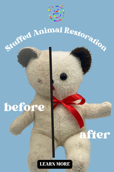 We lovingly restore your stuffed animals. We have over 40 years experience creating, cleaning, repairing and restoring stuffed animals of all ages. We are a small family owned business who specializes in - vintage or heirloom restorations - repairs from dog attacks - replacing eyes, noses, smiles and more - general cleaning and re-fluffing General Cleaning, Dog Attack, Cute Diy Room Decor, Old Love, Doll Repaint, Cute Stuffed Animals, Bear Stuffed Animal, Small Family, Character Costumes