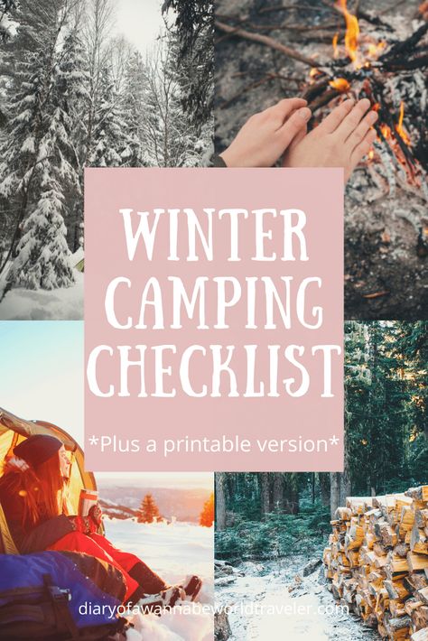 Camping Needs List, Camping List Packing Checklist, Tent Camping Packing List, Winter Camping Hacks, Winter Camping Checklist, Packing For Camping, Winter Camping Gear, Camping Winter, Camping Essentials List