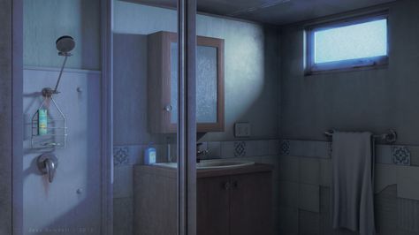 Bathroom in Disrepair [day] by JakeBowkett Gacha Life Bathroom Background, Anime Bathroom Background Night, Gacha Bathroom Background, Anime Bathroom Background, Gacha Bathroom, Anime Bathroom, Background Bathroom, Bathroom Background, Background Anime