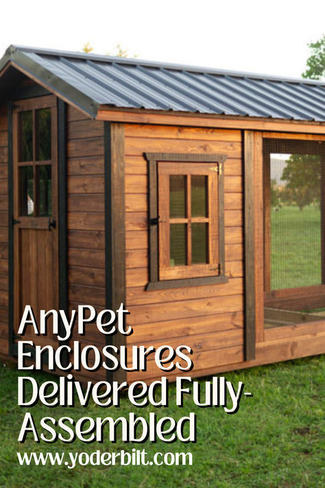 We're excited to introduce the brand new AnyPet™ Enclosure! The AnyPet™ Enclosure provides a beautiful and functional enclosure in your backyard to keep your animals safer, healthier and happier. This versatile coop goes beyond chickens, and can be used for a variety of animals, including ducks, rabbits, dogs, cats, mini donkeys, mini pigs and more! Dog Enclosures, Building A Dog Kennel, Mini Donkeys, Outdoor Pet Enclosure, Mini Donkey, Diy Dog Kennel, Pet Enclosure, Mini Pigs, Dog Kennels