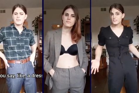 Trans Feminine Outfits, Butch Formal Wear, Trans Fashion Women, Lipstick Lesbian Fashion, Soft Butch Fashion, Trans Timelines, Queer Women Fashion, Trans Women Fashion, Queer Formal Wear