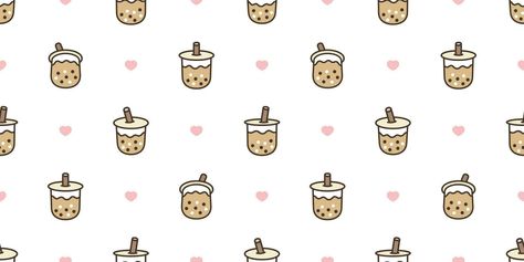 Milk Tea Background Design, Milk Tea Wallpaper, Boba Doodle, Boba Background, Bubble Tea Wallpaper, Repeat Wallpaper, Tile Background, Tea Wallpaper, Wallpaper Tile