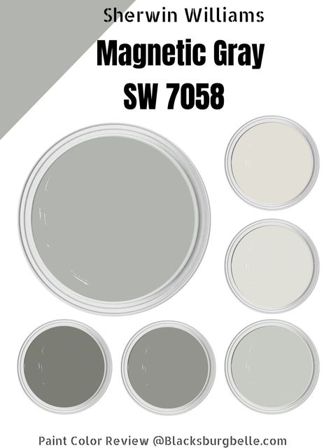 Sherwin Williams Magnetic Gray (Palette, Coordinating & Inspirations) Reflection Paint Sherwin Williams, Reflection Sherwin Williams, Sherwin Williams Magnetic Gray, Magnetic Gray, Gray Palette, Sherwin Williams Gray, Door Paint, Diy Bathroom Makeover, Mindful Gray