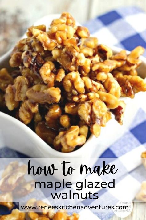 Glazed Nuts Recipe, Candied Walnut Recipe, Glazed Walnuts, Walnuts Recipe, Walnut Recipes, Nut Recipes, Cooking For Beginners, Maple Glaze, Salty Snacks