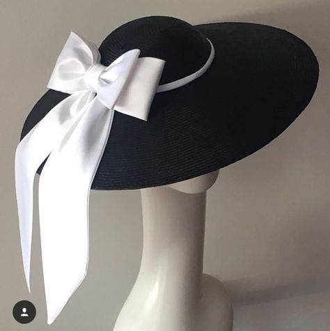 Hats For Girls, Classy Hat, Elegant White Hat, Hat With Ribbon, Elegant Hats Classy, Chic Hat, Hat Fascinator, Black Church Hat, Large Hat