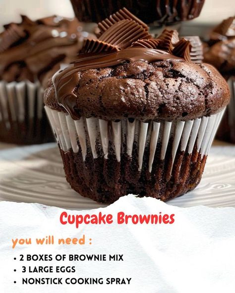 Brownie Mix Muffins, Brownie Cupcakes From Mix Boxes, Brownie Mix Cupcakes, Upgrade Boxed Brownies, Box Brownies Better, Cupcake Brownies, Brownies Ingredients, Box Brownies, Brownie Cupcakes