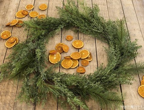 Create a beautiful DIY Christmas orange slice wreath with greenery for a classic and simple holiday look. Easily put together this elegant wreath at a fraction of the price of a store-bought one! Orange Slices Wreath, Dried Oranges Wreath, Dry Orange Wreath, Christmas Wreaths With Oranges, Christmas Wreath With Dried Oranges, Dried Orange Christmas Wreath, Dried Orange Slices Wreath, Wreath With Orange Slices, Wreath From Tree Trimmings