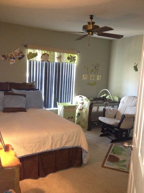 Mommy And Son Room Ideas, Nursery With A Bed In It, Bed With Crib In Room, Room Sharing Nursery Ideas, Nursey With Queen Bed, Nursery Ideas In Master Room, Room Share With Newborn, Mom And Son Room Ideas, Parent And Nursery Shared Room