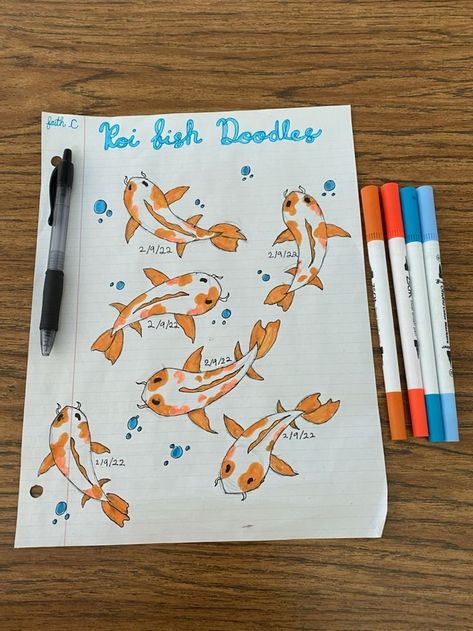 Coy Fish Doodle, Aquarium Doodle Art, Koi Fish In Water Drawing, Fish Doodles, Sketch Book Koi Fish, Koi Fish Mermaid Drawing, Fish Theme, Fishing Theme, Koi Fish