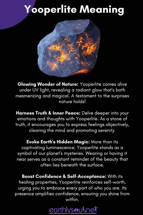 Discover the radiant magic of Yooperlite! 🌌✨ Dive deep into its glowing wonders, harness your inner truth, and amplify your self-confidence. With its unique luminescence and powerful healing properties, Yooperlite not only captivates the eye but also resonates with the soul. Pin this to remember the beauty and strength that lies within nature and yourself! #YooperliteMagic #HealingCrystals #Nature'sWonders Yooperlite Crystal, Yooperlite Meaning, Yooperlite Rocks, Yooperlite Crystal Meaning, Womb Healing, Healing Stones Jewelry, Earth Gift, Magic Stones, Magical Stones