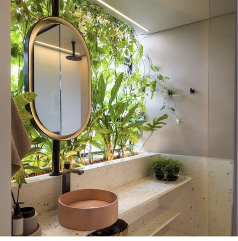 Outdoor Restroom, Arch Bathroom, Old Wood Floors, Indoor Outdoor Bathroom, Pot Rack Hanging, Apartment Terrace, Bathroom Plants, Outdoors Inside, Outdoor Bathrooms