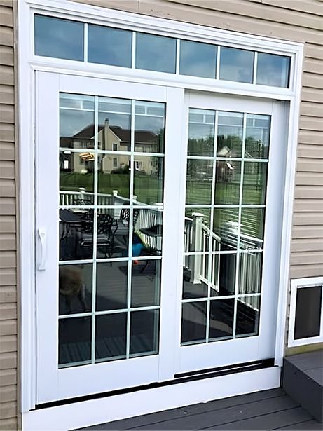 Before and After: Sliding Door with Retractable Screen Doors With Transom Windows, Sliding French Doors Patio, French Doors With Transom, Replacement Patio Doors, Bifold Patio Doors, Sliding Patio Door, Patio Windows, Sliding French Doors, Balcony Railing Design