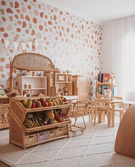 Rattan Furniture + Toys (@poppyslittletreasures) • Instagram photos and videos Kids Market Stand, Kids Store Display, Childcare Rooms, My Ocd, Boho Kids Room, Kids Rooms Inspo, Kids Cafe, Kids Playroom Decor, Baby Room Inspiration