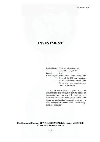 WikiLeaks - Secret Trans-Pacific Partnership Agreement (TPP) - Investment Chapter Partnership Agreement, Narrative Essay, Cover Letter Sample, Good Essay, Business Investment, Resume Template Free, Resume Examples, Financial Services, Resume Template