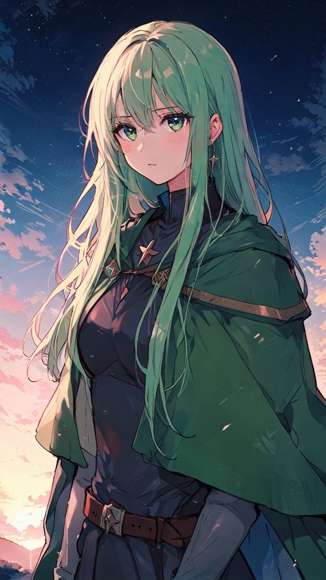 Green Hair Anime, Genshin Impact Green Hair, Green Hair Dnd Character, Green Haired Character Art, Green Hair Female Character Art, Anime Oc Female Green Hair, Anime Green Hair, Secret Lady, Anime Green