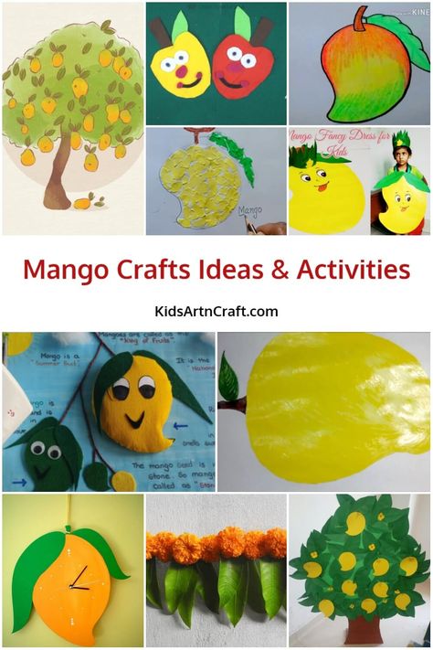 Mango Crafts Ideas & Activities for Kids - Kids Art & Craft Paper Mango Craft, Mango Craft For Kids, Mango Craft Preschool, Mango Activity Preschool, Mango Craft, Cucumber Trellis Diy, Fruit Mango, Mango Fruit, Diy Artwork