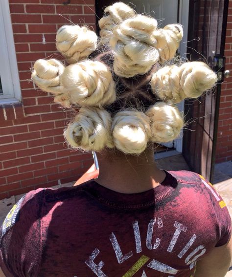 Blonde Bantu knots by:@gabbrielgmonae Blonde Bantu Knots, Natural Hair Remedies, Bantu Knots, Hair Remedies, Natural Hair Styles, Black Women, Blonde, Hairstyles, Hair