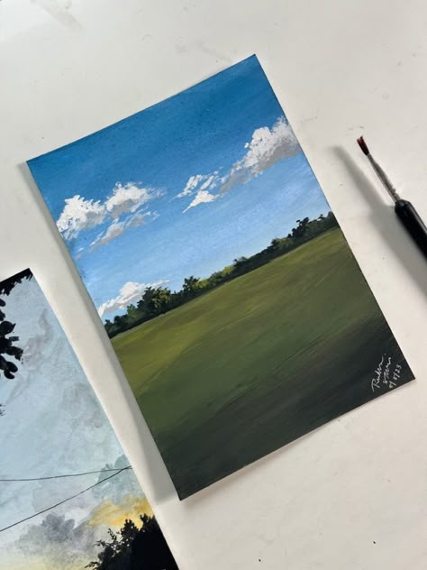 Diy Canvas Art Easy, Sky Art Painting, Gouache Art, Art Painting Gallery, Landscape Art Painting, Painting Art Lesson, Small Canvas Art, Watercolor Art Lessons, Nature Art Painting