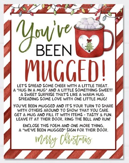 2340 West Newton: You've been Mugged!! You've Been Jingled, You've Been Mugged, You've Been Elfed, Christmas Gift Exchange Games, Gift Exchange Games, Holiday Car, Neighbor Christmas Gifts, Jesus Birthday, Christmas Gift Exchange