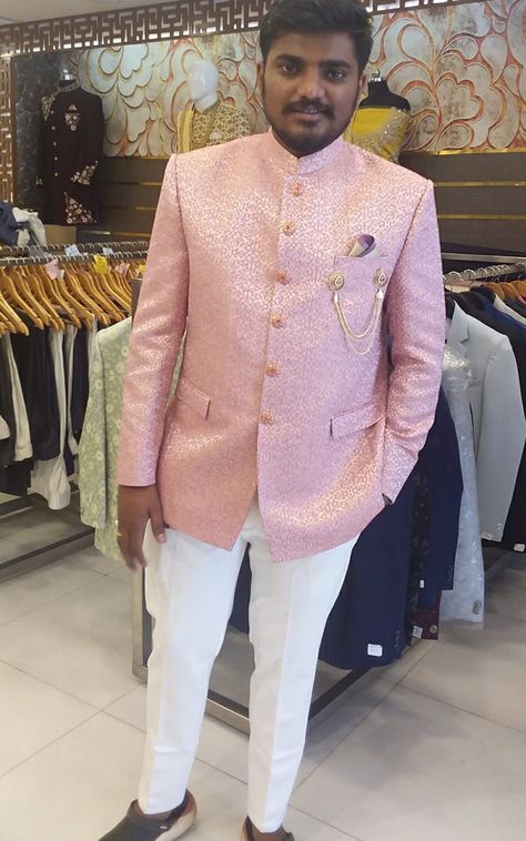 Engagement Dress For Boy, Pink Jodhpuri For Men, Jodhpuri Suits For Men Wedding, Mens Custom Dress Shirts, Engagement Dress For Groom, Jodhpuri Suits, Suit For Men Wedding, Social Clothes, Jodhpuri Suits For Men