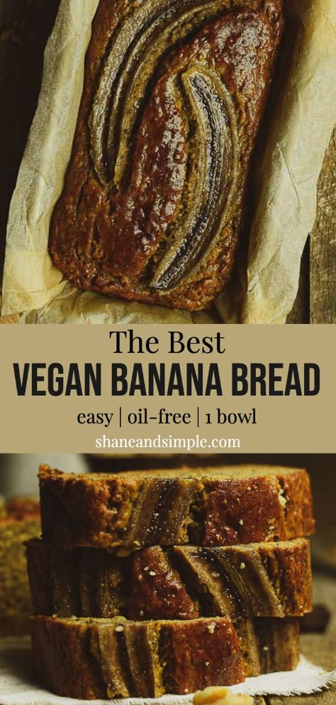 Best Vegan Banana Bread Recipe, Best Vegan Banana Bread, Vegan Banana Bread Easy, Vegan Banana Bread Recipe, Breakfast Recipes Sweet, Vegan Banana Bread, Banana Nut Bread, Vegan Bread, Oil Free Vegan